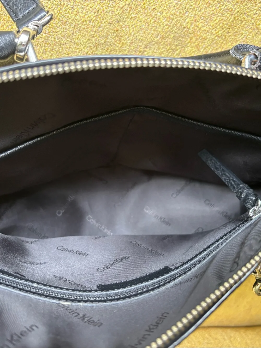 Calvin Klein Black Structured Faux Leather Tote